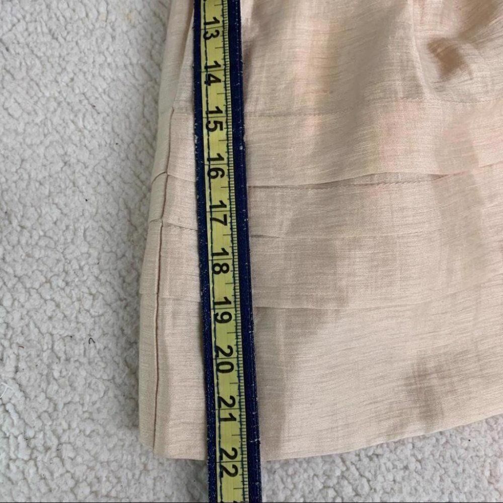 Leifsdottir Linen Blend A-Line Pleated Knee Length Skirt Metallic Gold Medium 6 - Picture 5 of 7